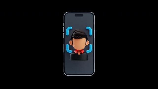 3D Animation of Face scan authentication on smartphone