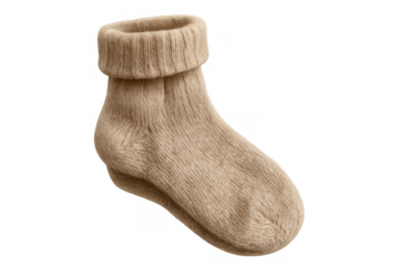 Wool sock providing warmth and comfort, knitted footwear for winter seasons, isolated on transparent background