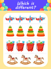 Wich is different children's toys preschool kid or toddler educational activity vibrant design