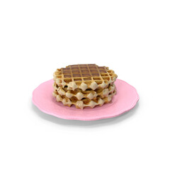 waffle with honey drizzle, isolated on transparent background, PNG