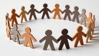 Colorful paper figures holding hands in a circle representing unity, diversity, and togetherness in a creative, artistic style