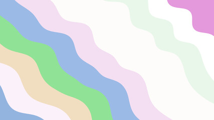 Soft Pastel Wavy Stripes: Light Blue, Green, Pink and Cream Abstract Background with a Gentle Touch