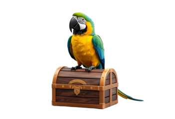 Colorful toy parrot designed for pirate adventures and tropical themes