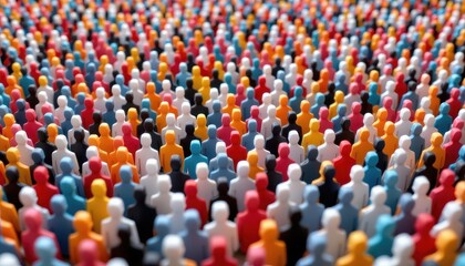 Obraz premium Vibrant Crowd Scene with Colorful Figures Representing Diverse Individuals in a Sea of People