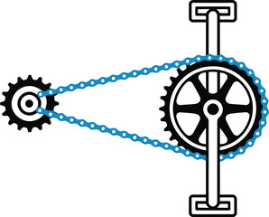 Obraz premium Bicycle Chain and Sprockets: A Simple Mechanical Illustration