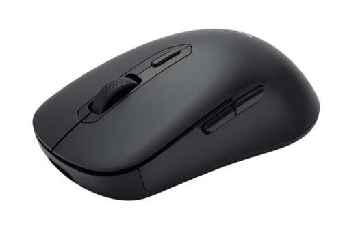 Black wireless computer mouse designed for smooth precise modern digital use.