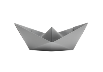 Minimalistic paper boat floating on an abstract black background design