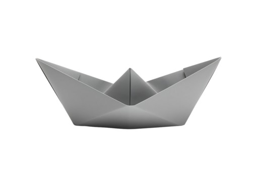 Minimalistic paper boat floating on an abstract black background design