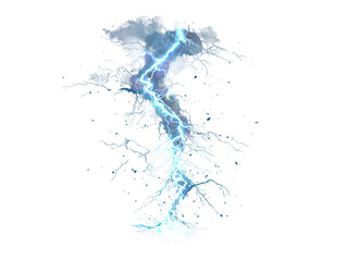Fototapeta premium Thunder isolated on white background