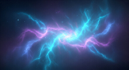 Abstract Cosmic Nebula Formation with Vibrant Hues of Blue and Pink in Space