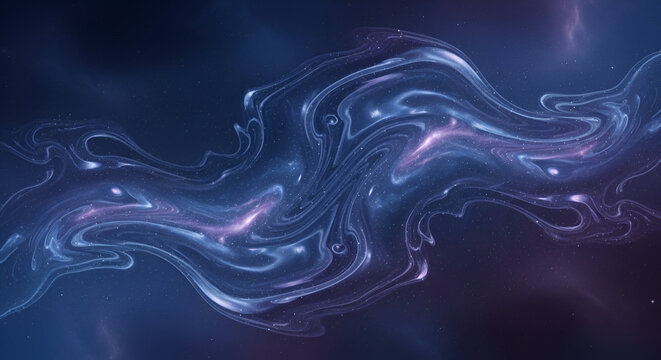 Abstract cosmic nebula background with flowing light trails and stardust - Powered by Adobe