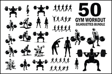 Gym Workout Silhouettes Bundle 