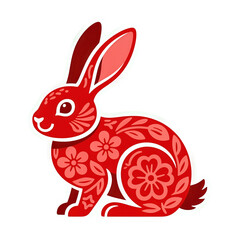 Obraz premium Red Rabbit with Floral Patterns and Intricate Details