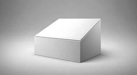 Minimalist White Box Mockup with Angled Top for Display.