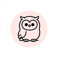 Fototapeta premium Adorable owl icon design, perfect for logo creation or children's illustration, offering a cute and whimsical touch in any project with its minimalist style