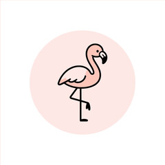 Elegant flamingo illustration perfect for summer designs, branding, or social media; add a touch of tropical charm with this adorable vector-style graphic