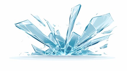 Sharp shards of fractured frozen material burst upward from a central impact point
