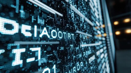 AI conversation interface with digital code and glowing blue light on futuristic screen showing technology data flow and modern digital environment - Powered by Adobe