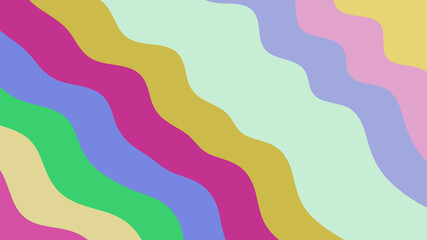 Colorful Wavy Stripes Pattern, Abstract Background, Fun Design, Retro Style, Wavy Lines, Bright Colors