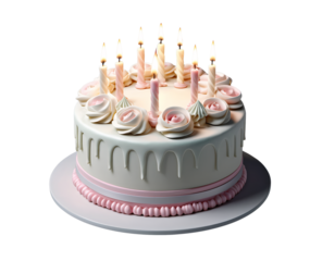 - Birthday cake with candles. Illustration Generative AI transparent background png 