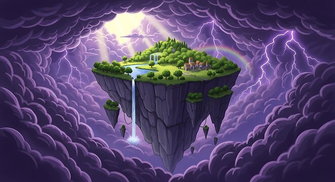 Floating Island Oasis - A Surreal Landscape of Nature and Wonder.