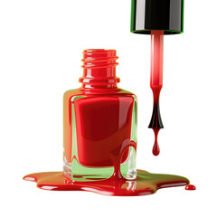 Vibrant Red Nail Polish Bottle with Dripping Brush