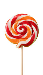 Vibrant Spiral Lollipop With Red, Orange, and White Swirls