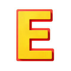 Vibrant yellow letter E with red outline