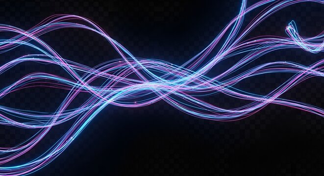 Abstract neon light trails background with vibrant pink and blue colors - Powered by Adobe
