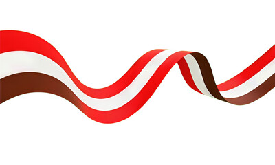 Wavy Red and Brown Ribbon with Glossy Texture