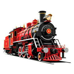 Vintage Steam Train with Red and Black Design