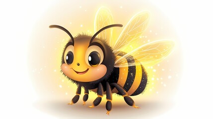 Obraz premium Adorable cartoon bee character glows brightly against a light background