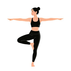 Woman Doing Yoga Pose in Black Athletic Wear
