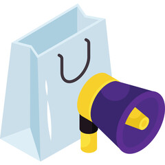 Shopping Bag Megaphone Promotion Advertising Announcement Marketing Campaign Icon