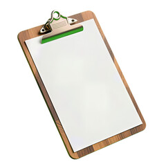 Wooden Clipboard with Blank Paper Attached