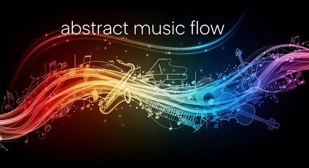 Abstract Music Flow with Saxophone and Musical Notes.