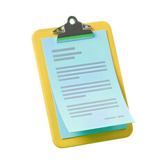 Yellow Clipboard with Blank Form and Clip