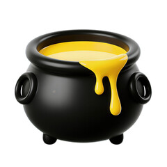 Yellow Liquid Pouring from Black Cauldron