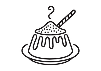 Powder cake Line art vector