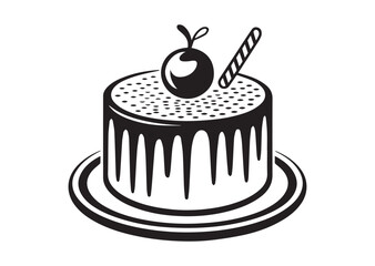 Powder cake Line art vector