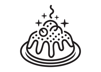 Powder cake Line art vector