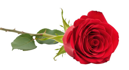 Fototapeta premium Vibrant Red Rose With Green Stem On Black Background