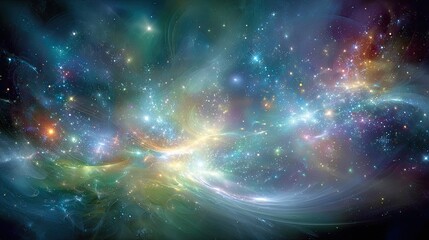 Colorful Abstract Space Nebula With Stars