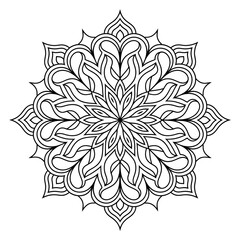 A black and white mandala flower coloring page