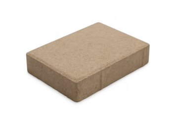 Brown paver stone appearing as a durable building material. Used for paving driveways, patios, and garden paths. Transparent background