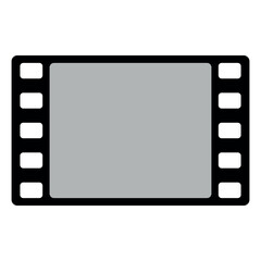 Classic film strip icon with perforated edges and screen frame