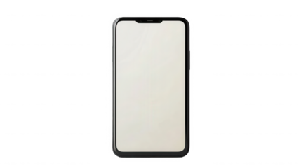 Isolated smartphone with blank screen against a black background on transparent background