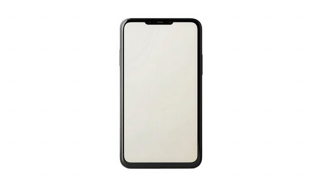 Isolated smartphone with blank screen against a black background on transparent background