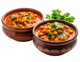 Two-Variation Chana Masala Indian Chickpea Curry Collection, isolated on transparent background