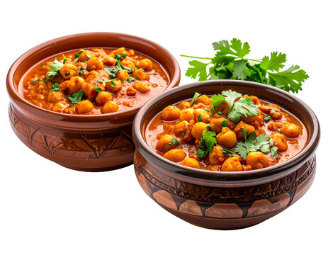 Two-Variation Chana Masala Indian Chickpea Curry Collection, isolated on transparent background